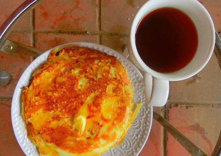 Simple Way to Prepare Award-winning Pancake, butter and hot tea