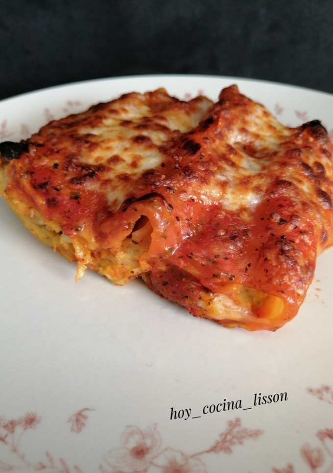 Una foto de Canelones vegetarianos de calabaza y queso