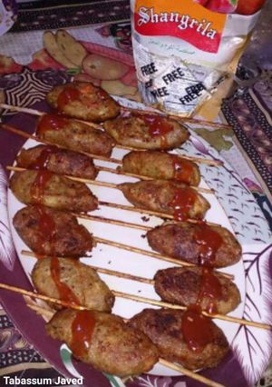 A picture of Chicken potato stick kabab.