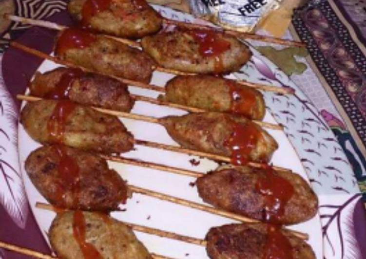 Recipe of Any-night-of-the-week Chicken potato stick kabab