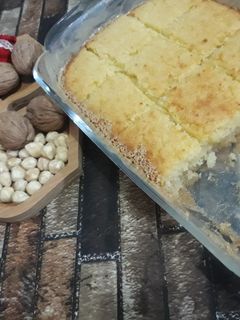 صورة لوصفة بسبوسه بالطحينيه او الراشي طعم رهيب
