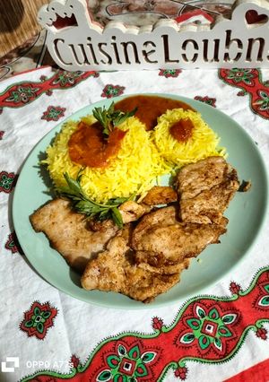 صورة لوصفة شرائح السكالوب مع الأرز