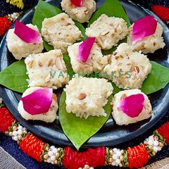 A picture of Janmashtami Special Aval Burfi / Poha Burfi Quick Dessert.