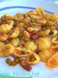 Conchiglie con Pancetta Affumicata, Pisellini Novellini e Pomodorini