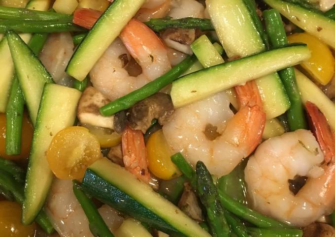 Recipe of Quick Shrimp and loaded vegetable scampi