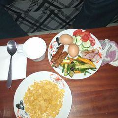 A picture of Roasted veggies and hard boiled eggs #breakfastcontest.