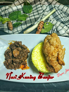 Foto resep Nasi Kuning Banjar + Hati ayam masak habang & ayam krispy