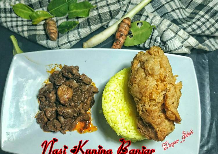 Nasi Kuning Banjar + Hati ayam masak habang & ayam krispy