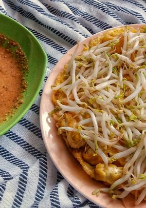 A picture of Tahu Telur / Egg and Tofu Omelette With Bean Sprouts.