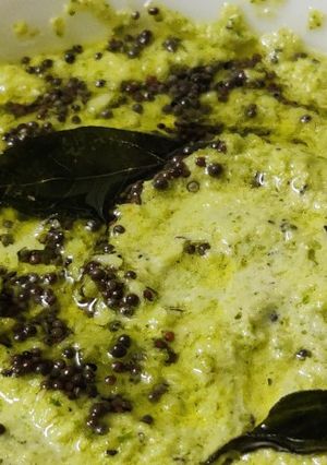 A picture of Coconut coriander chutney.