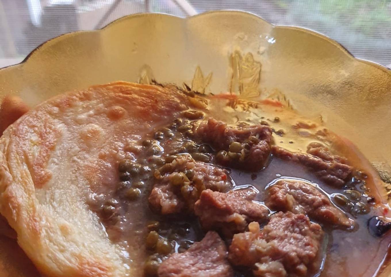 Roti cane mandi kare daging kacang ijo