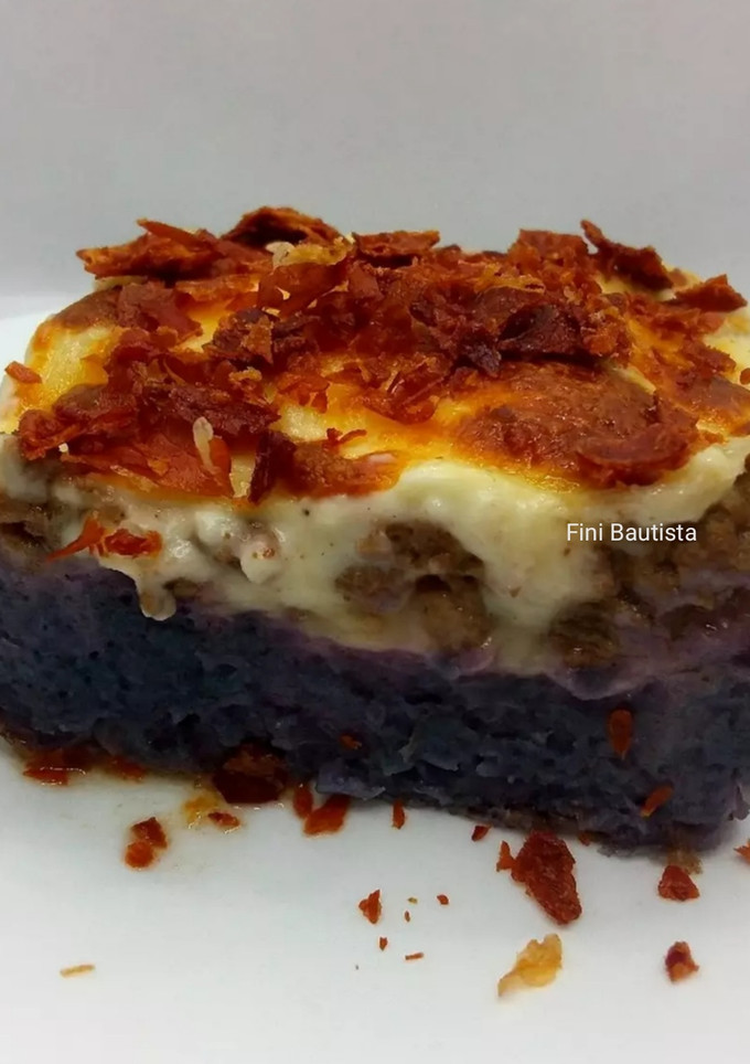 Una foto de Pastel de coliflor morada y ternera picada
