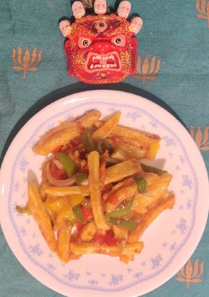 A picture of Honey Chilli Potatoes.