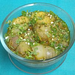 A picture of Sambhariyu Ringan, Batata & Onion --- Stuffed Winter 🍆🥔🧅 Vegetables.