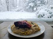 A picture of chicken fried rice using leftovers