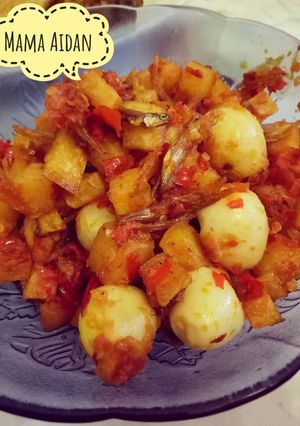 Foto resep Sambel goreng kentang telur puyuh ikan lure