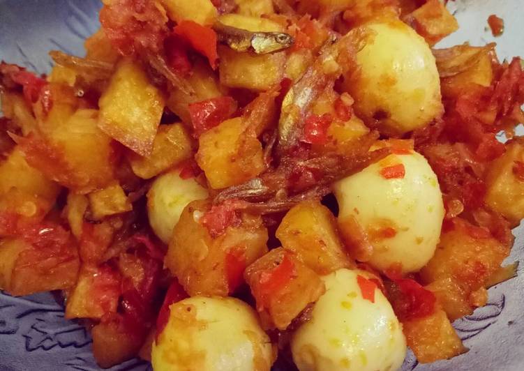 Resep Sambel goreng kentang telur puyuh ikan lure, Enak