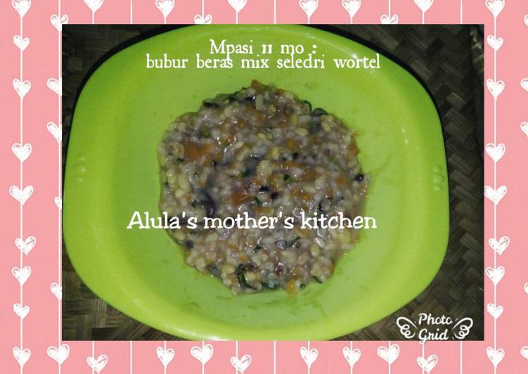 Resep Mpasi Bubur beras mix (beras merah, putih, hitam) seledri wortel Anti Gagal