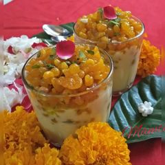 A picture of Boondi with Custard Rabdi.
