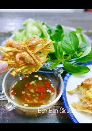 Hình của món Bánh Tôm Chiên Khoai Lang.