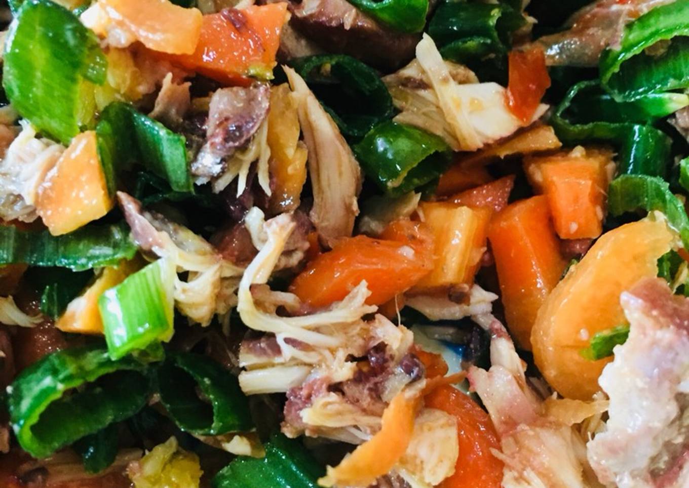 Shredded fish and veggies