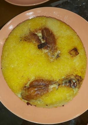 عکسی از دستور ته دیگ مرغ با برنج کته