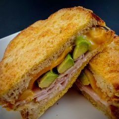 A picture of Ham Cheese and Avocado French Toast.
