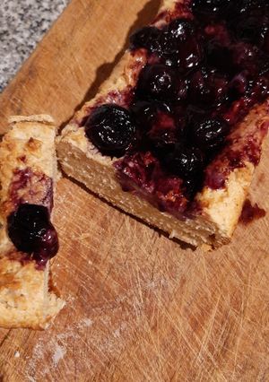 Una foto de Budín de ricota y arándanos