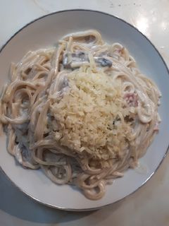 Una foto de Pasta carbonara