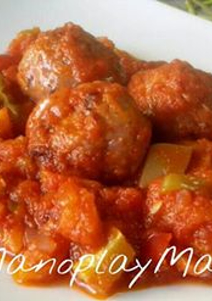 Una foto de Albóndigas con pisto EN GME, GMF y tradicional