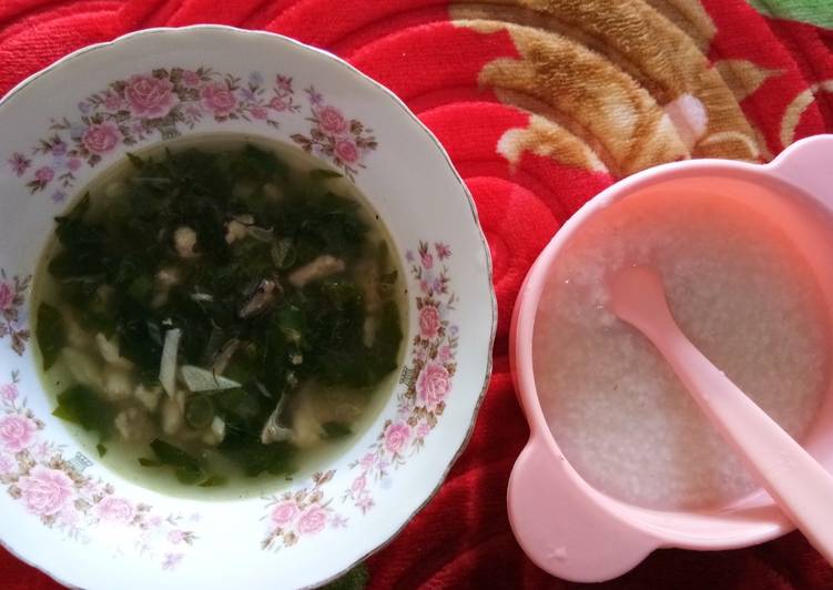 Bubur nasi + Sup ikan mujaer daun katuk (mpasi 9 bulan)