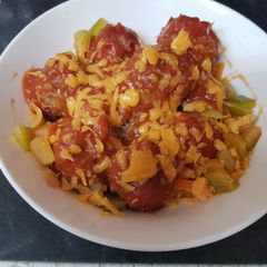 A picture of My Chilli Garlic Meatballs in a Hot Tomato Based Sauce 😀.