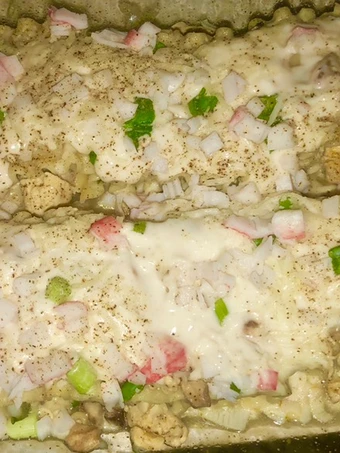 Recipe Gulungan lasagna ayam &amp; kepiting Alfredo which Delicious