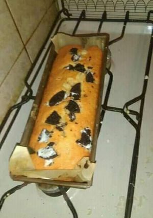 Una foto de Budín de vainilla con masitas óreo