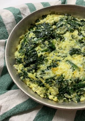 A picture of Egg White Frittata with Spinach and Onion.