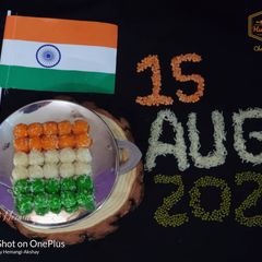 A picture of Tiranga coconut ladoo.