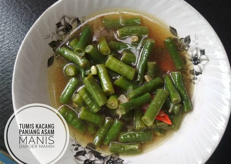 Tumis kacang panjang asem manis