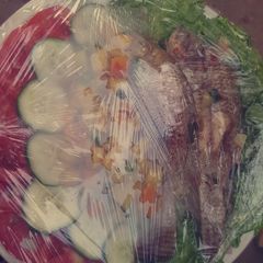 A picture of Pan grilled fish and potato skillet.
