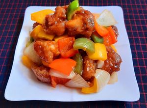 Hình của món Sườn xào chua ngọt.