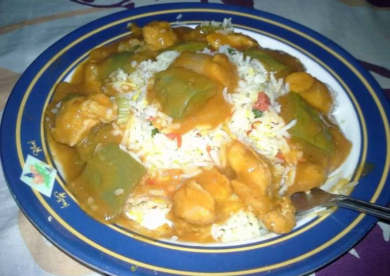 Chicken shashlik with fried rice
