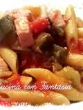 Penne con pesce spada e melanzane