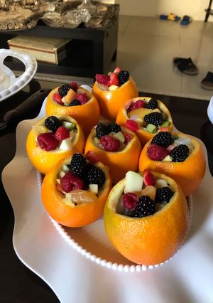 صورة لوصفة فواكه مشكله بالبرتقال