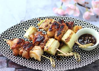 Easiest Way to Recipe Yummy Teriyaki Chicken and leek skewers  yakitori