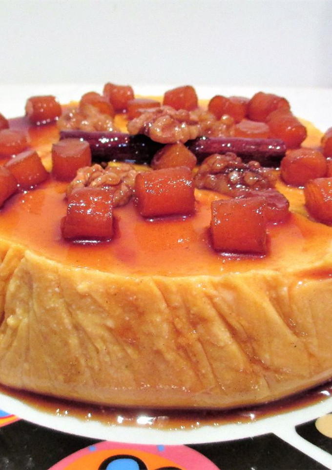 Una foto de Tarta en frío muy fácil de calabaza y queso fresco tradicional 🎃