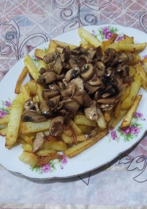 عکسی از دستور خوراک قارچ وسیب زمینی