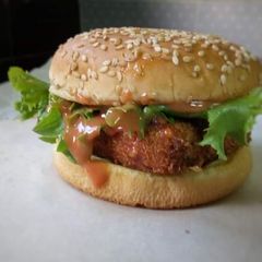 A picture of Spicy Paneer Burger#burger#recipemarathon.