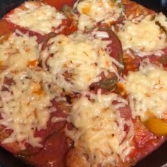 A picture of Boudin stuffed peppers.