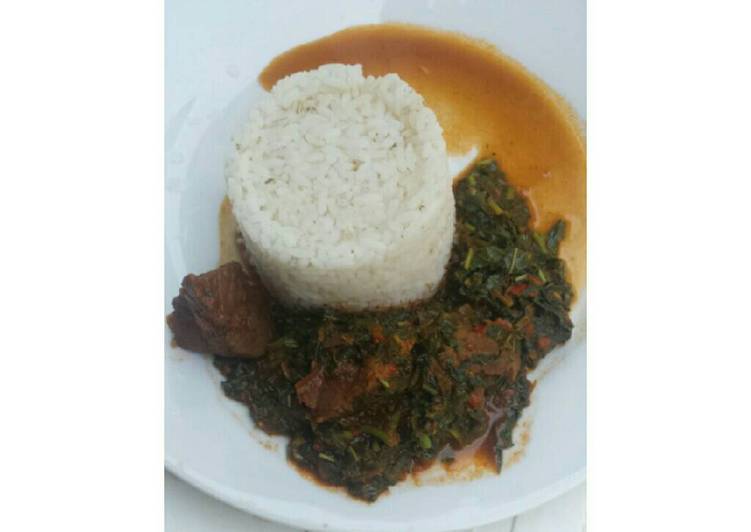 White rice with spinach stew