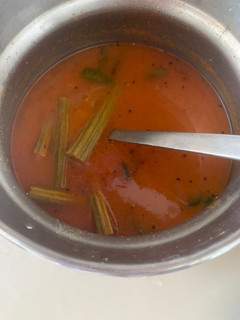 A picture of Drumstick sambhar from scratch.