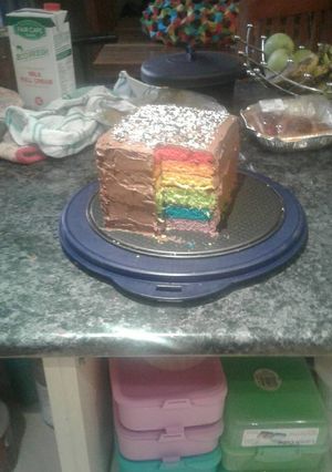 A picture of Amazing and Easy Rainbow Cake.